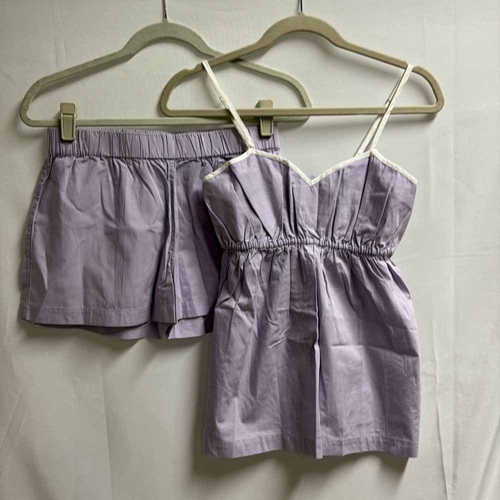 Three J NYC Tank and Shorts Pajama Set Purple w/ White Trim NWT!